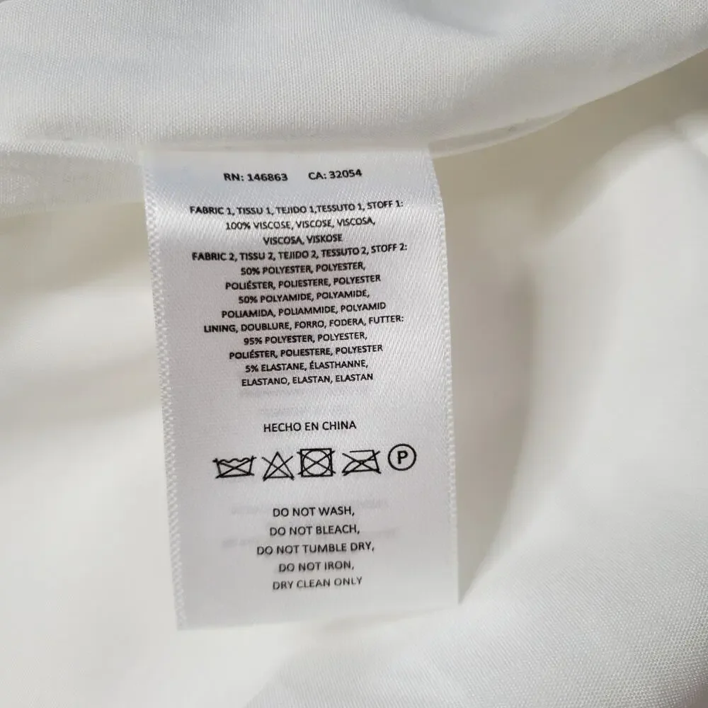 Mare Mare Long Sleeve Organza Overlay Mini Dress White High Neck Size Small - Picture 14 of 14